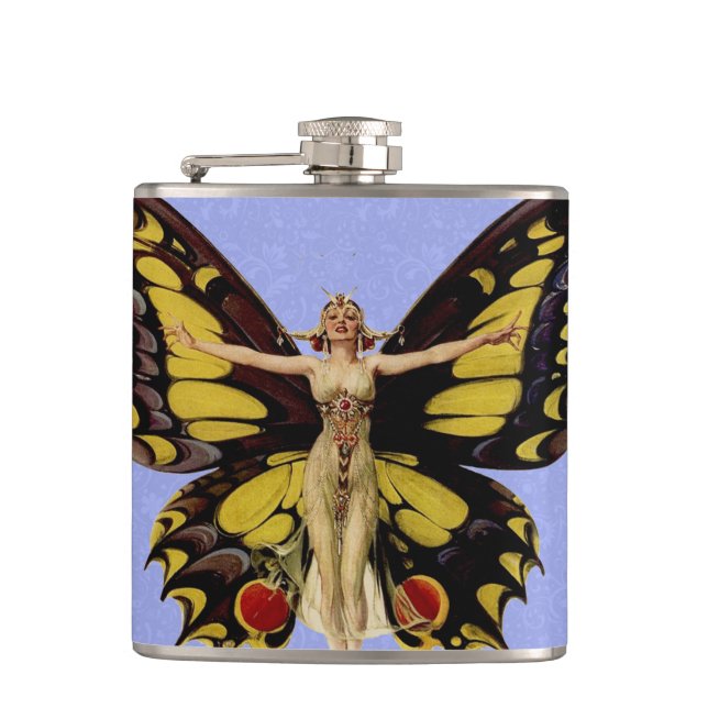 Flasques Flapper Butterfly Flying Woman Illustration (Devant)