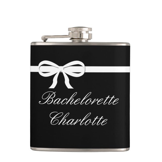 Flasques Flask Bachelorette Cadeau noir Mariage personnalis (Devant)