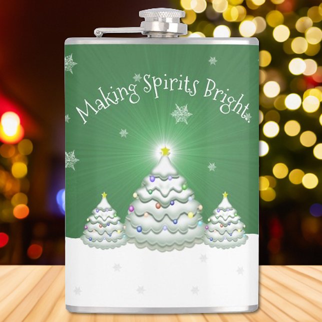 Flasques Flèche verte Arbre de Noël (Green Christmas Tree Flask)