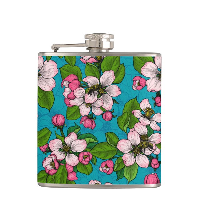 Flasques Fleur d'Apple sur le turquoise (Devant)
