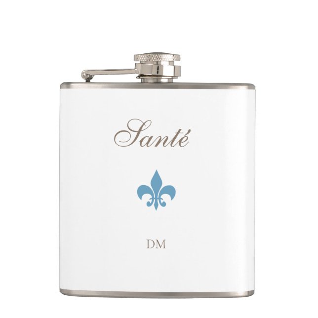Flasques Fleur de Lis Santé Monogram Mariage (Devant)