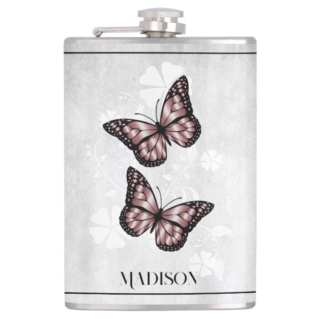 Flasques Fleur de papillon rose (Devant)