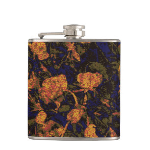 Flasques Fleur orange contre le motif de camouflage de