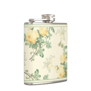 Flasques Fleurs florales chics minables de rose jaune de