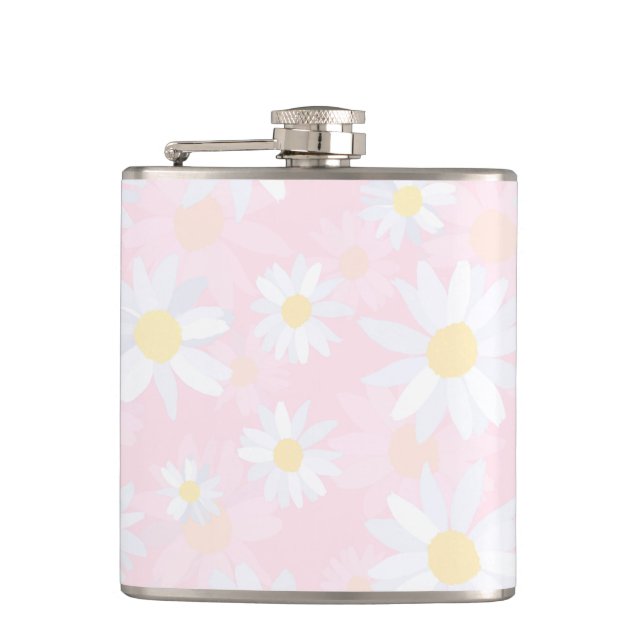 Flasques Fleurs marguerites blanches Florales roses (Devant)