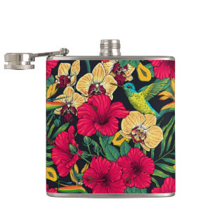 Flasques Fleurs tropicales et colibri - Botanica d'été