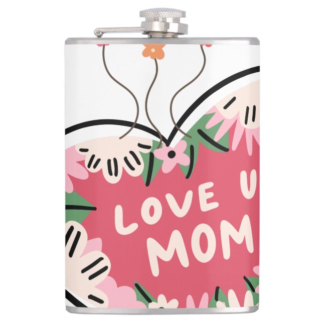 Flasques floral Heart "Love U. Mom" flask (Devant)