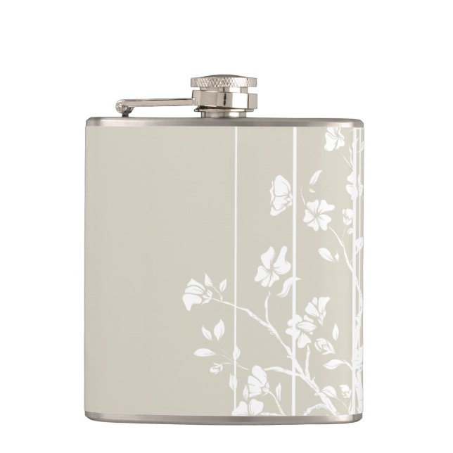 Flasques Floral japonais gris et blanc (Devant)