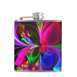 Flasques Floral moderne Art Abstrait Rouge Bleu Motif #12