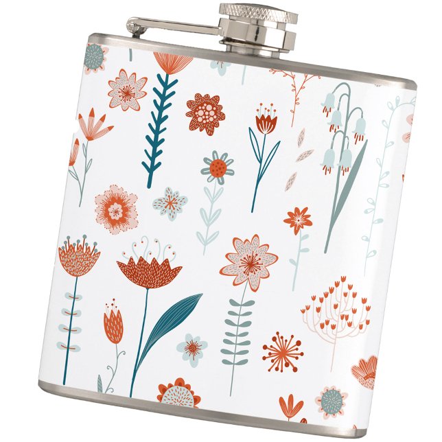 Flasques Floral scandinave moderne (Modern Scandinavian floral hip flask)