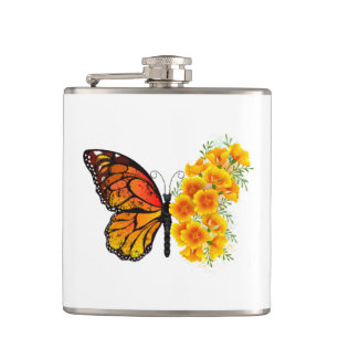Flasques Flower Butterfly with Yellow California Poppy