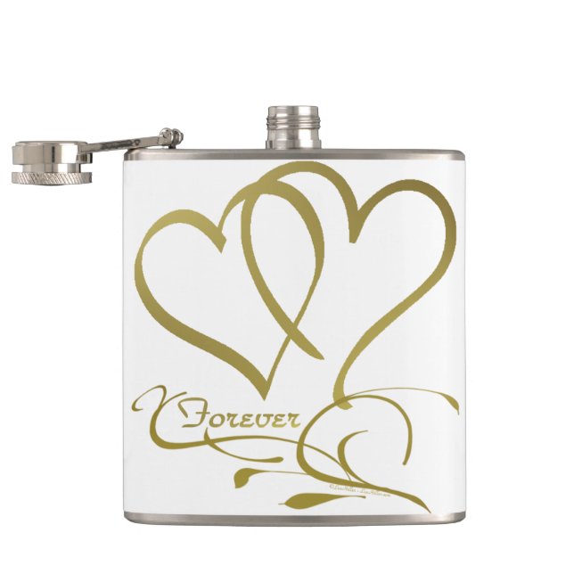 Flasques Forever Hearts Gold sur blanc (Ouvert)