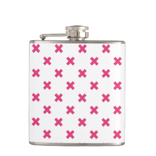 Flasques Fuchsia croix sur le blanc