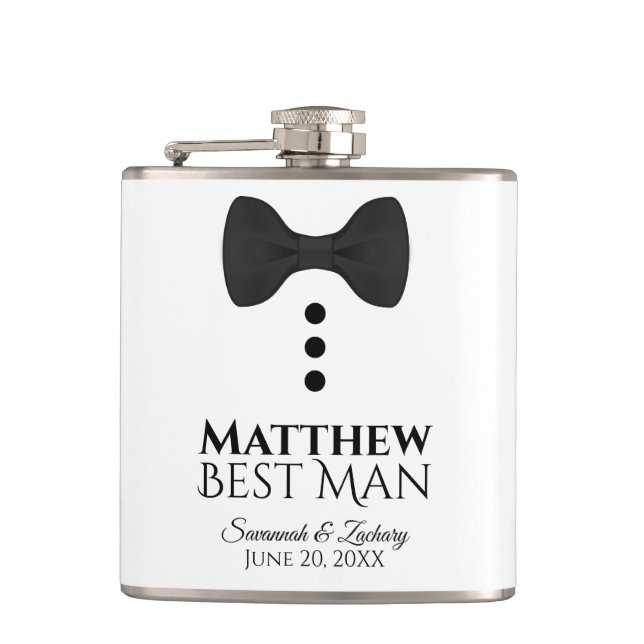 Flasques Fun Black Cravate Tuxedo Best Man Mariage Flask (Devant)