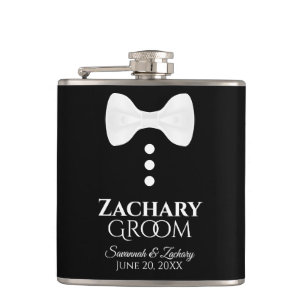 Flasques Fun White Cravate Tuxedo Groom Mariage Flask