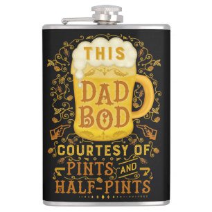 Flasques Funny Beer Papa Bod Humour Fête des pères Vintage