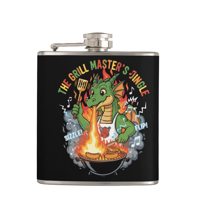 Flasques  Funny Dragon Grill Master BBQ & Grilling Cartoon (Devant)
