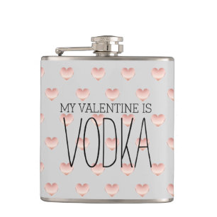 Flasques Funny My Valentine is Vodka Pink Hearts Motif