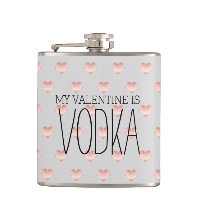Flasques Funny My Valentine is Vodka Pink Hearts Motif (Devant)