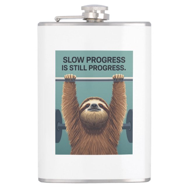 Flasques Funny Sloth Gym Motivation Poster - Slow Progress  (Devant)