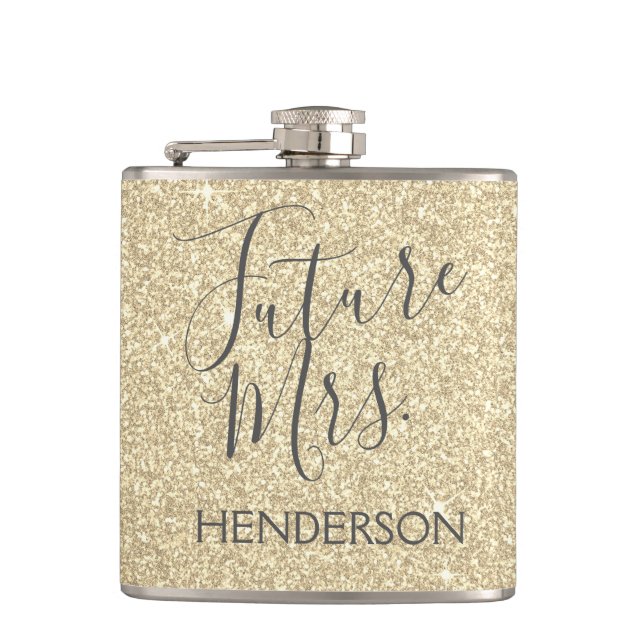 Flasques Futur Mme Gold Bachelorette Sparkle Parties scinti (Devant)