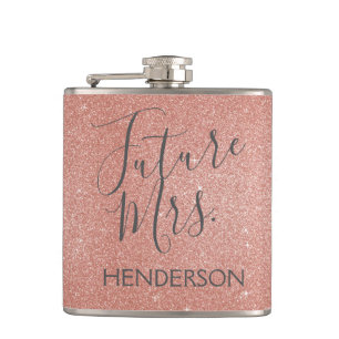 Flasques Futur Mme Rose Gold Blush Pink Sparkle Parties sci