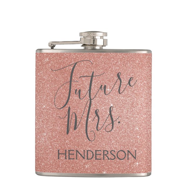 Flasques Futur Mme Rose Gold Blush Pink Sparkle Parties sci (Devant)
