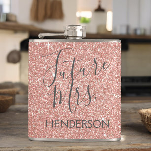 Flasques Futur Mme Rose Gold Blush Pink Sparkle Parties sci