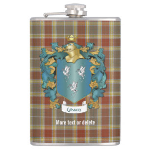 Flasques Gibson Family Crest et Tartan Plaid