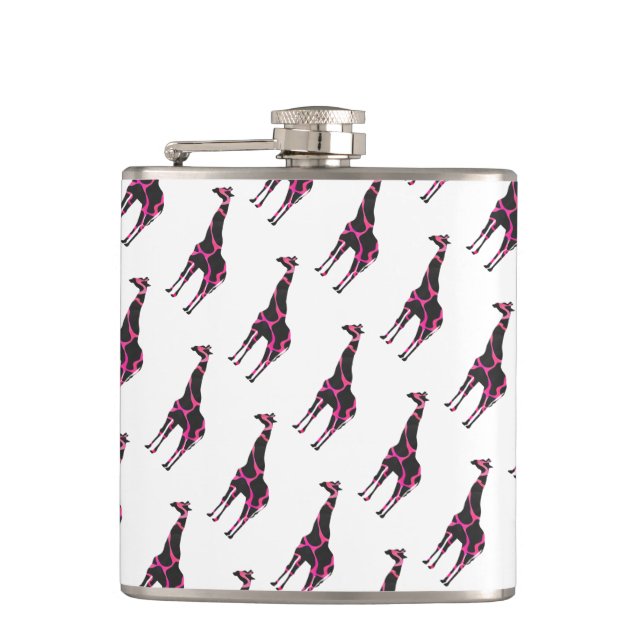 Flasques Giraffe Rose chaud et Silhouette noire (Devant)