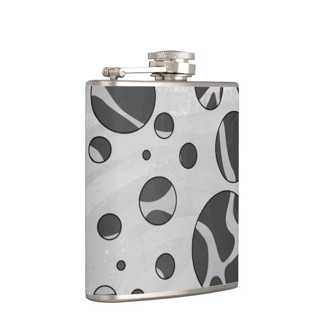 Flasques Giraffy Polka Dot noir et gris clair Impression (Droite)