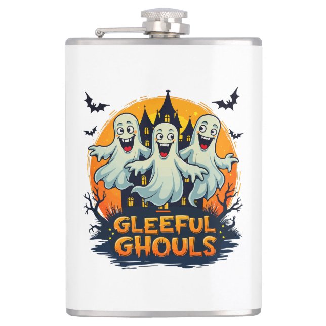 Flasques Gleeful Ghouls | Fun Halloween Ghost Artwork (Devant)