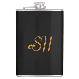 Flasques Gold script custom initials black
