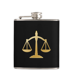 Flasques Golden Scales of Justice Law Theme