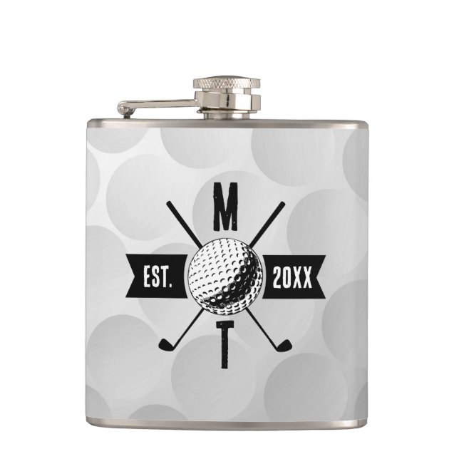 Flasques Golf Ball Texture & Club Premier Monogramme (Devant)