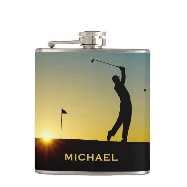 Flasques Golfer at Sunset Personalised (Devant)