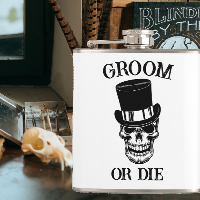 Flasques Gothique Mariage Bachelor Party Groom Custom Skull (Créateur téléchargé)