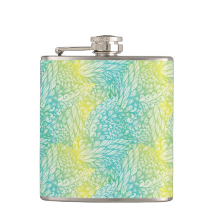 Flasques Gradient jaune et bleu vintage floral