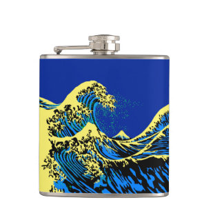 Flasques Grande vague Hokusai dans l'accent de style pop ar