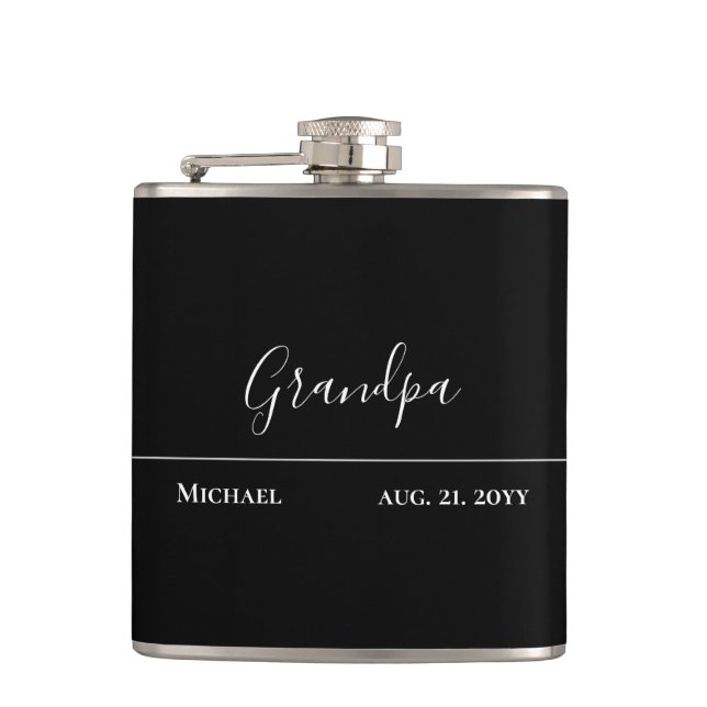 Flasques Grandpa Cadeau - moderne Jet Black Personnalisé (Devant)