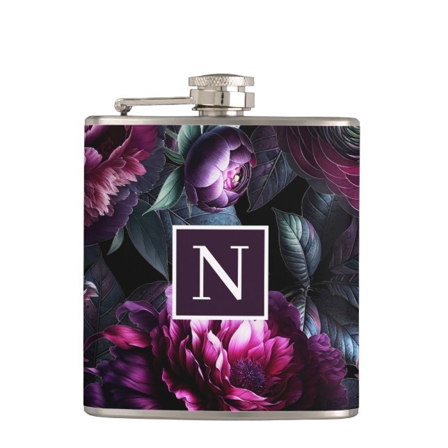 Flasques Gras Moody Flowers Black Enchanted Floral Garden (Devant)
