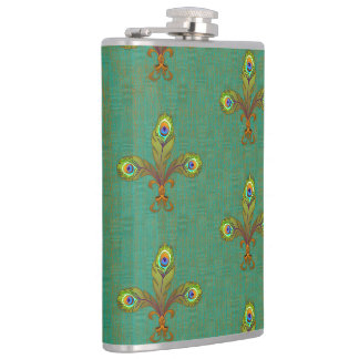 Flasques Green Peacock Fleur de Lis