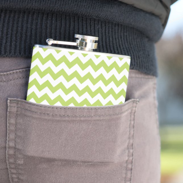 Flasques Green Zigzag, Green Chevron, Motif géométrique (In Situ)