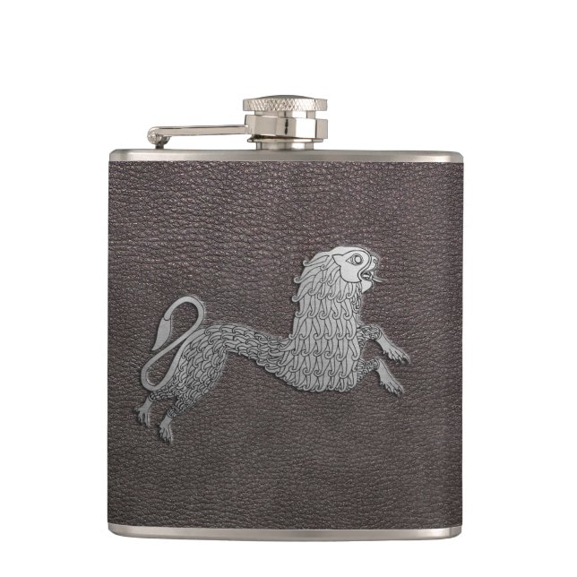 Flasques Griffin celtique sur cuir foncé (Devant)