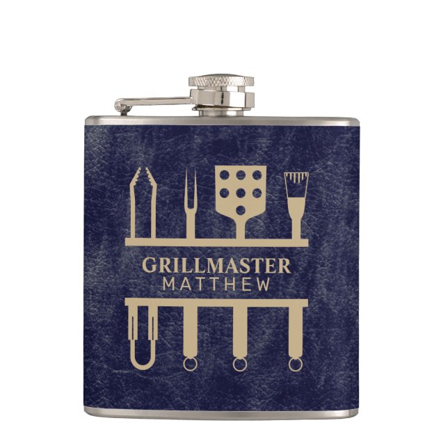 Flasques Grillmaster nom marine cuir texture (Devant)