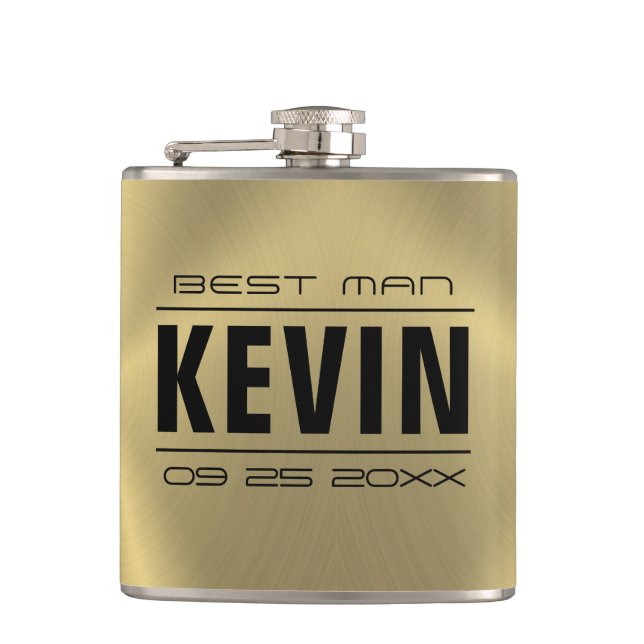 Flasques Groomsman Gifts-Métallic fausse texture or (Devant)