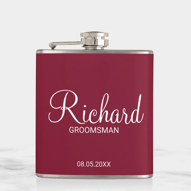 Flasques Groomsman personnalisé de la Bourgogne moderne (Créateur téléchargé)