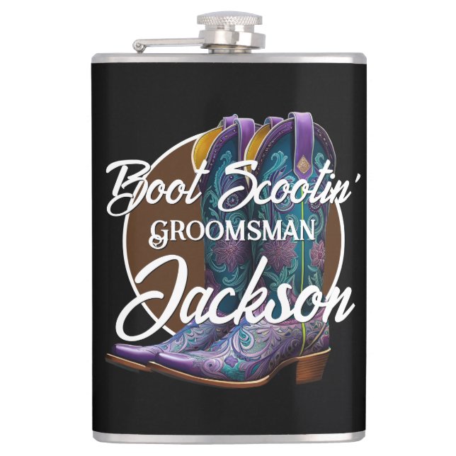 Flasques Groomsman Scootin' Cowboy Boots noirs (Devant)