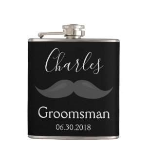 Flasques Groomsman Wedding Favor Mustache