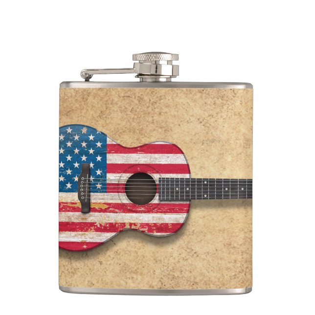 Flasques Guitare acoustique âgée et utilisée de drapeau (Devant)
